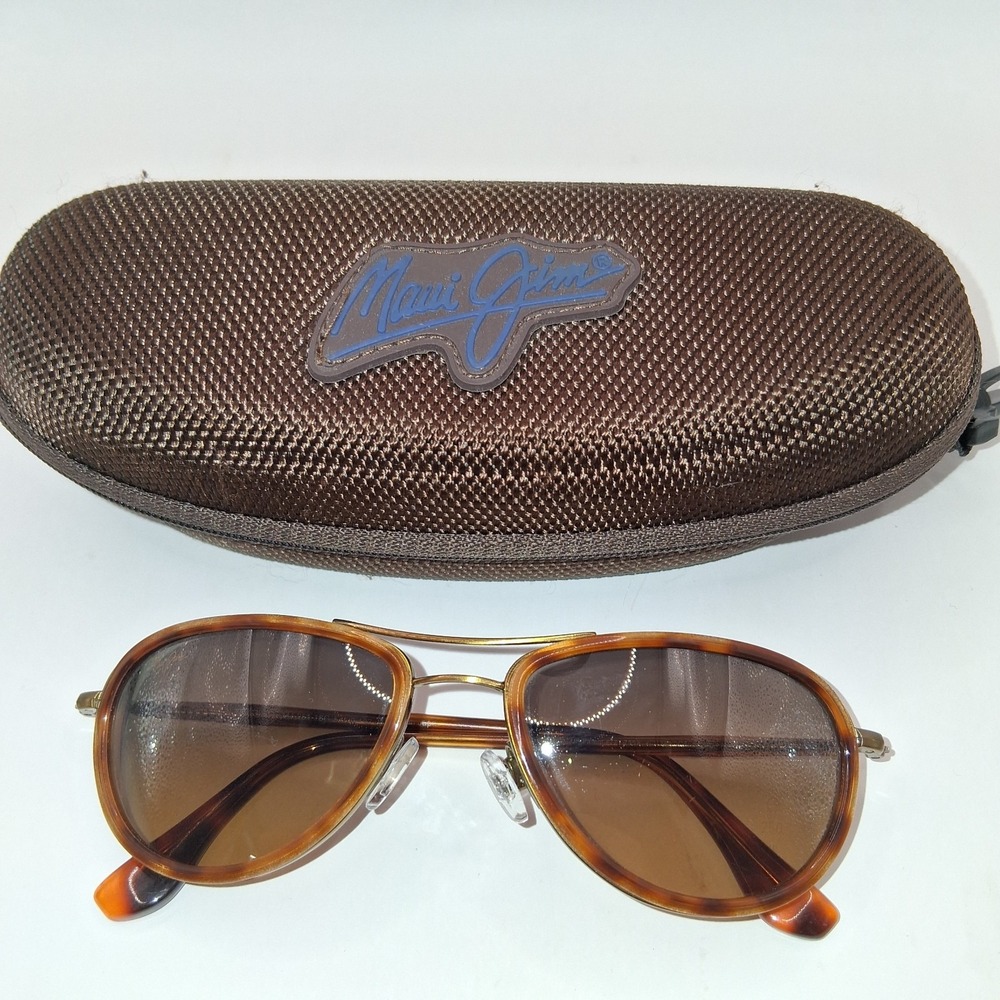 Maui Jim Small Kine MJ-251-16C Tortoise Titanium Aviator Y2K Sunglasses Brown